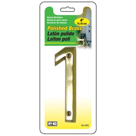 Hy-Ko BR-42PB-1 4 in. Solid Polished Brass Prestige Series House Number 1 Pack of 3 746406